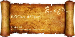 Róka Ákos névjegykártya